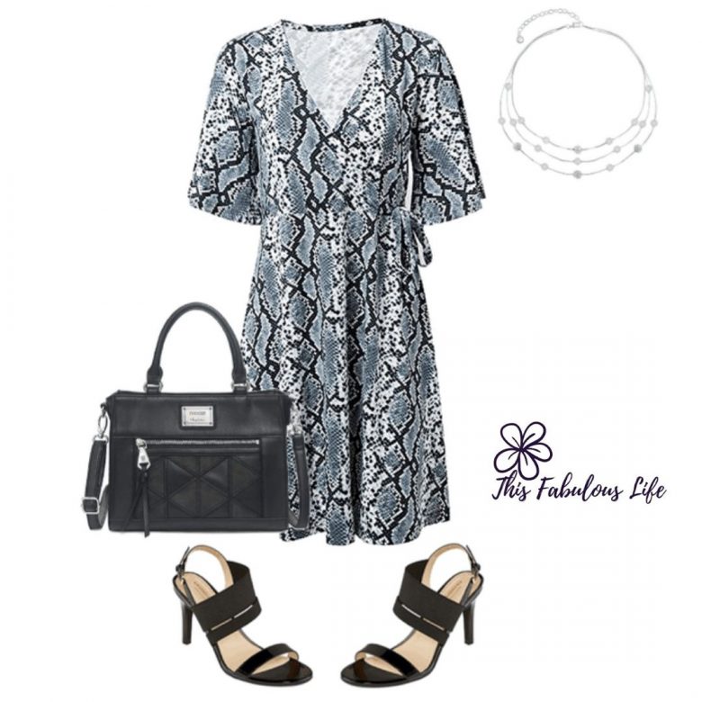 Snakeskin Print Wrap Dress, Spring Outfit