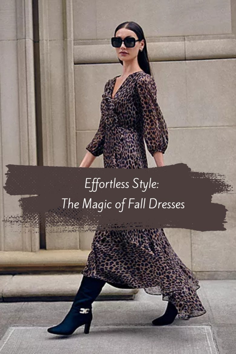 Fall fashion outfit idea featuring a chic autumn dress styled with layers and boots, perfect for seasonal style inspiration