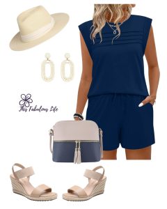 Navy and beige casual Summer outfit